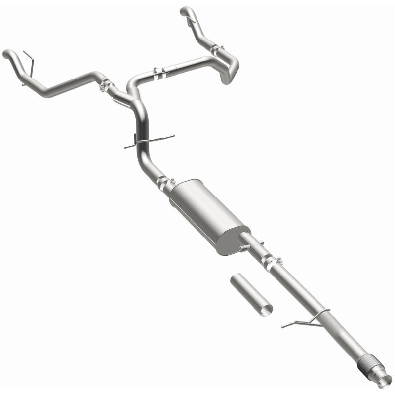 Magnaflow catback exhaust kit for Chevrolet Silverado 1500 5.3L, direct-fit replacement system with polished stainless steel pipes.