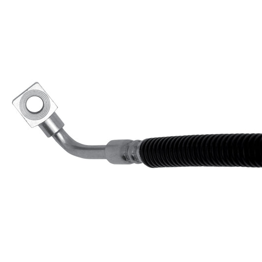 DFC Cadillac CTS front right brake hose from the brake line kit, showing the flexible rubber and metal fittings.