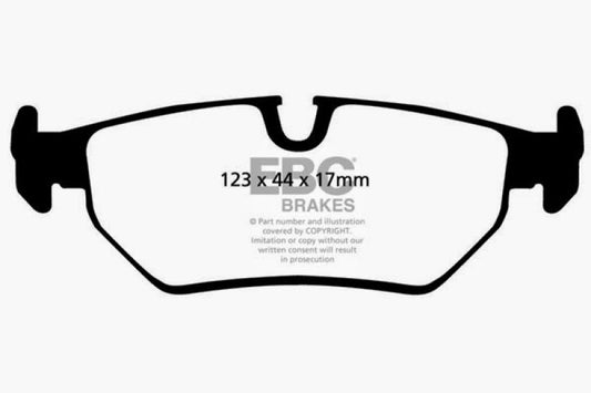 EBC Greenstuff rear brake pads for Aston Martin DB7 3.2 Supercharged, performance brake pads with green friction material.