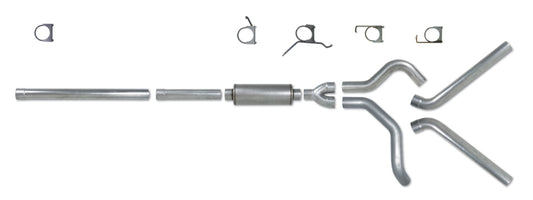 Diamond Eye Performance Catback DUAL SS exhaust for 2004.5-2007.5 Dodge Ram Cummins 600 diesel truck, showing dual stainless steel pipes.