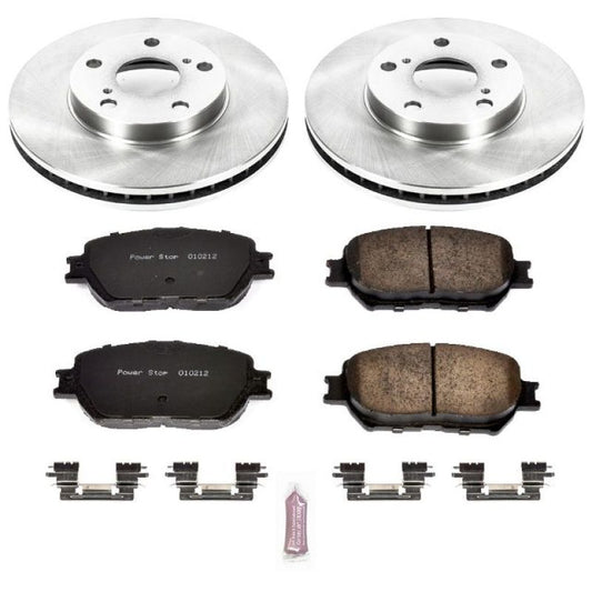 PowerStop OE front brake kit for 2002-2006 Toyota Camry, including brake rotors and pads for reliable stopping power.