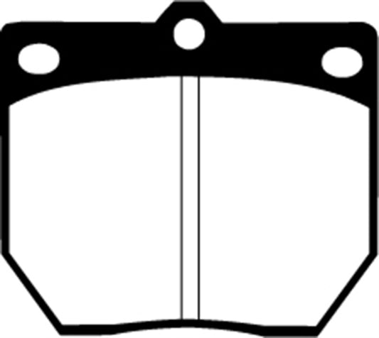 EBC Greenstuff front brake pads for Datsun 240Z 2.4, high-performance brake pads with green friction material, shown in packaging.