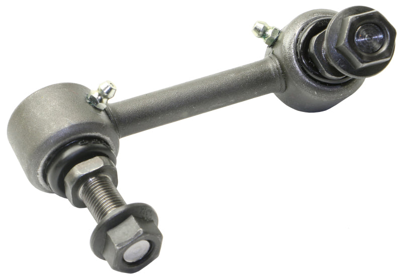 Moog rear left sway bar endlink for 2019 Volvo S60 showing the metal sway bar link with bushings and mounting hardware.