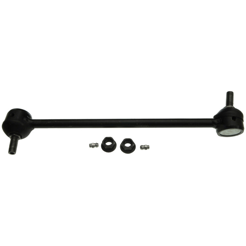 Moog Lexus RX300 1999-2003 front left sway bar endlink kit showing the metal link with bushings and mounting hardware