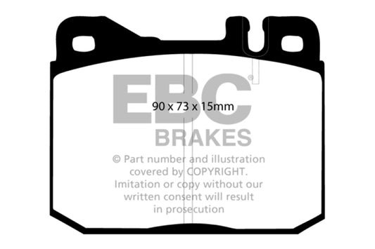 EBC Greenstuff front brake pads for Mercedes-Benz 230 (76-79) model, high-performance brake pads with green friction material.