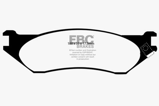 EBC Ultimax2 front brake pads for Dodge B150 B1500 Cargo Van 1/2 Ton, OE type, shown in the image.