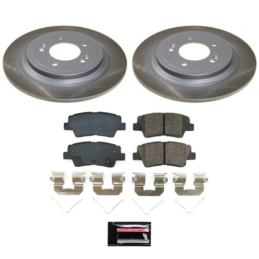 PowerStop rear semi-coated rotor kit for Hyundai Nexo 2019-2022, performance brake rotor set with black finish.