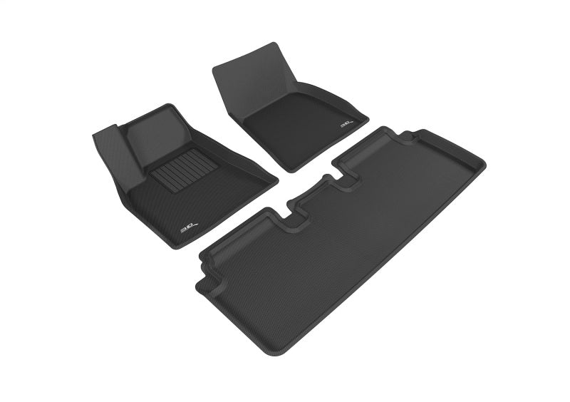 3D MAXpider black rubber floor mats set for Tesla Model S 2012-2014, full interior coverage with textured surface