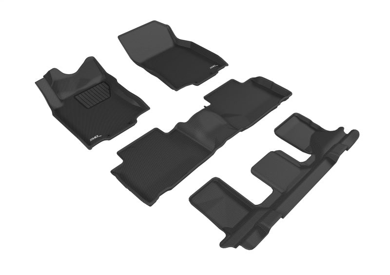 3D MAXpider black rubber floor mats set for Nissan Rogue 2014-2020, custom-fit Kagu design, durable vehicle interior protection
