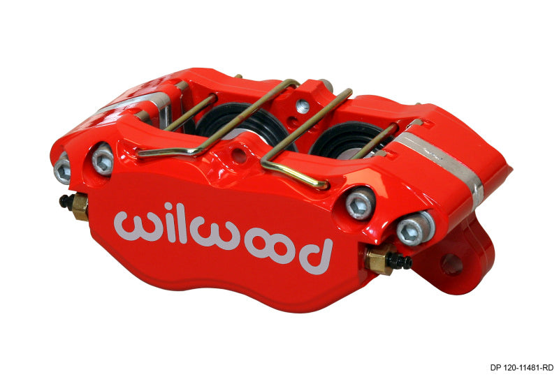 Wilwood Dynapro brake caliper with red dust boot, 5.25-inch mount, 1.38-inch pistons, designed for performance disc brake applications.