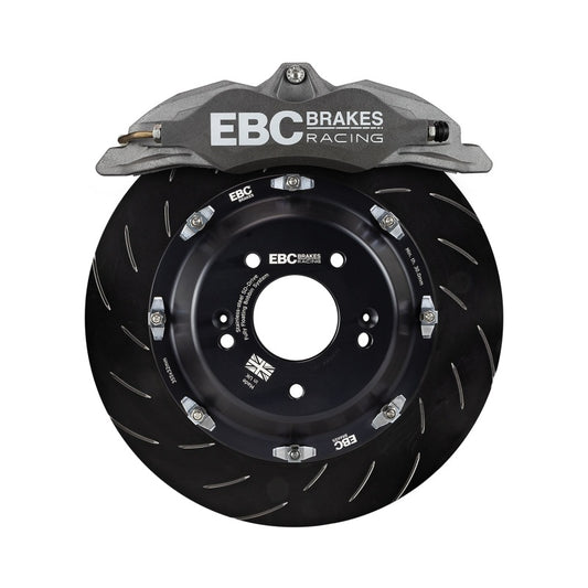 EBC Racing Apollo-4 front right brake caliper for race cars, 300mm to 355mm rotor size, performance brake component.
