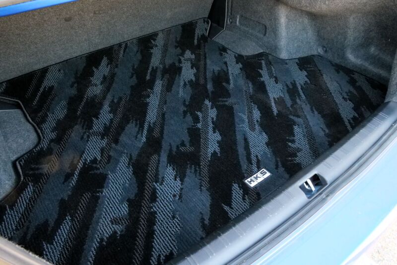 HKS carpeted floor mats full set for VA vehicle, octane LHD layout, showing textured surface and installation fitment