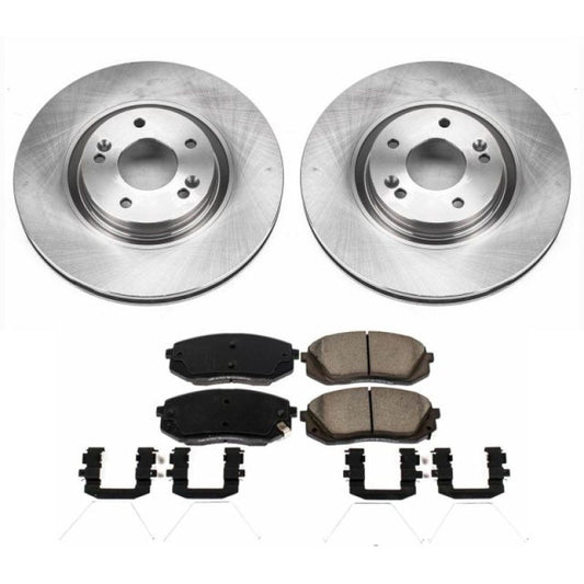PowerStop OE front brake kit for Hyundai Sonata 2017-2019, includes brake rotors and pads, automotive repair parts