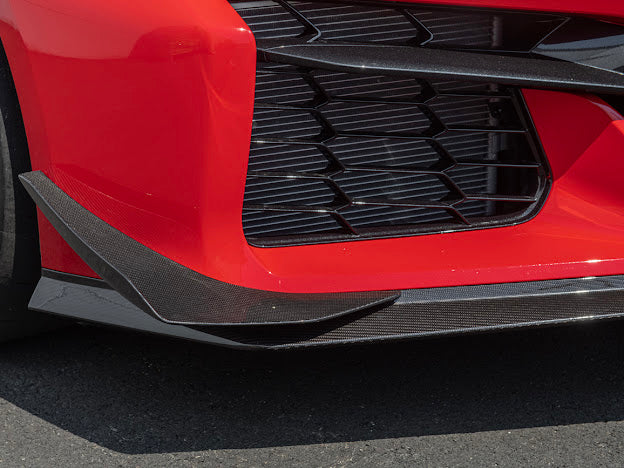 2023+ CHEVROLET CORVETTE C8 Z06 & E-RAY | Z07 PERFORMANCE PACKAGE CARBON FIBER LIP SPLITTER GROUND EFFECTS WITH CANARDS