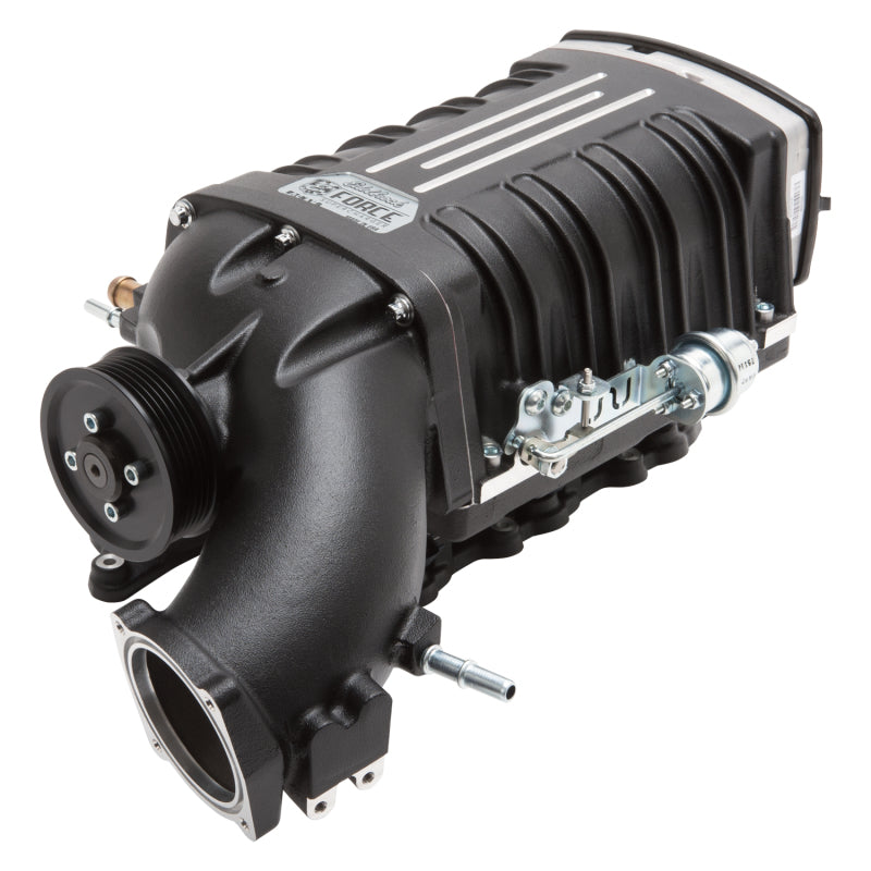 Edelbrock Supercharger Stage 1 Street Kit for 2012-2014 Jeep Wrangler 3.6L V6 with tuner, showing the supercharger components and installation parts.