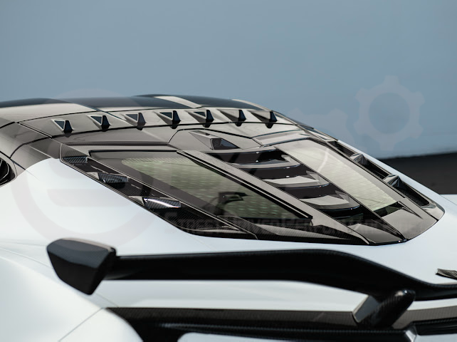 2020+ CORVETTE C8 ALL MODELS | ZR1 STYLE CARBON FLASH REAR WINDOW HATCH VENT LOUVER COVER