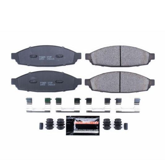 PowerStop Z23 Evolution Sport front brake pads with hardware for 2003-2005 Lincoln Aviator, performance brake replacement.