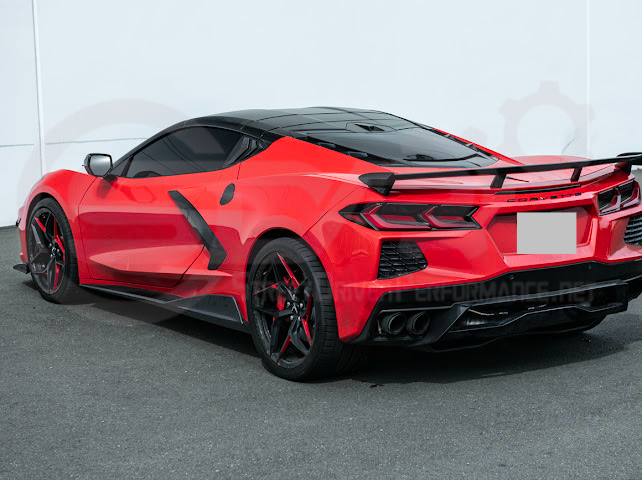 2020-Up Corvette C8 Stingray & Z51 |FaceliftedbRear Trunk High Wing Spoiler (Matte Black or Carbon Flash)