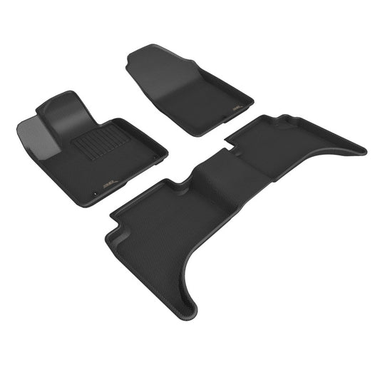 Black rubber 3D MAXpider floor mats for 2022 Hyundai Santa Cruz 5-seat model, featuring Kagu R1 and R2 design for interior protection.