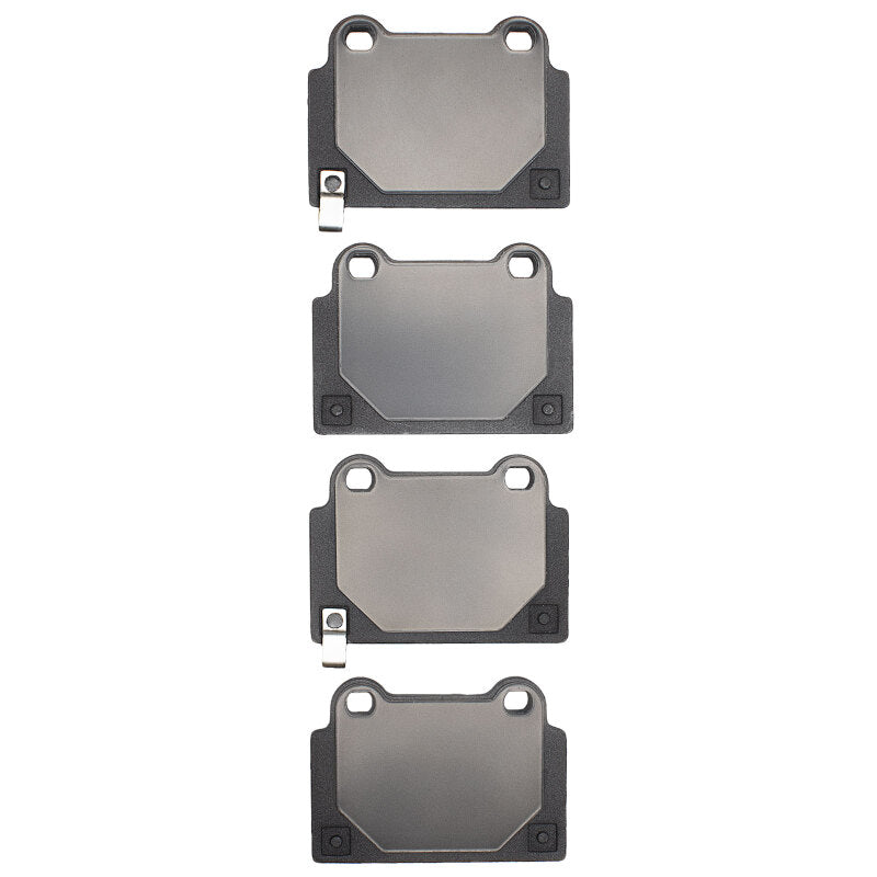 R1 Concepts ceramic brake pads for Mitsubishi Lancer R1 08-15 rear OE brake pads, shown with mounting hardware and packaging.