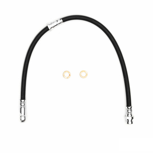 DFC Mitsubishi Montero rear brake hose from the brake line kit, showing the flexible hydraulic brake line component.