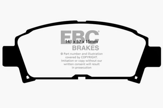 EBC Greenstuff performance front brake pads for 1993-1995 Toyota MR2 2.0 Turbo, showing the brake pad structure.