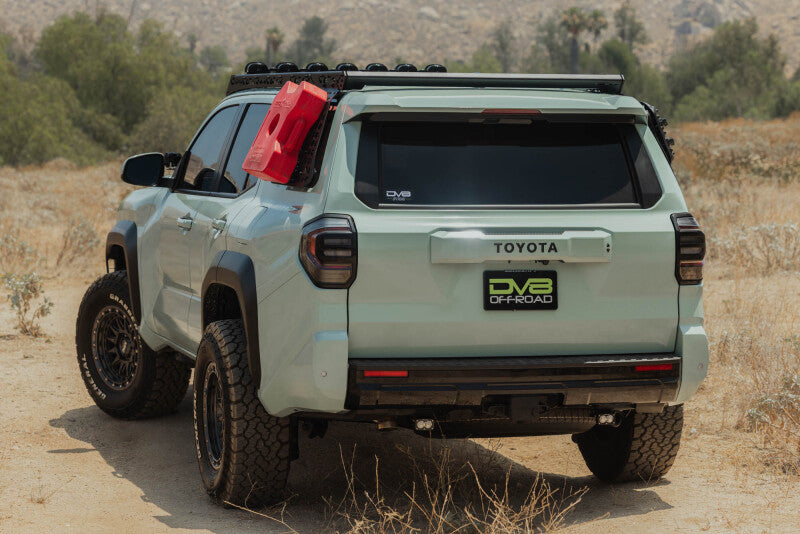 DV8 Offroad Toyota 4Runner exterior window Molle panel for DV8 roof rack, driver side, rugged black trim accessory.