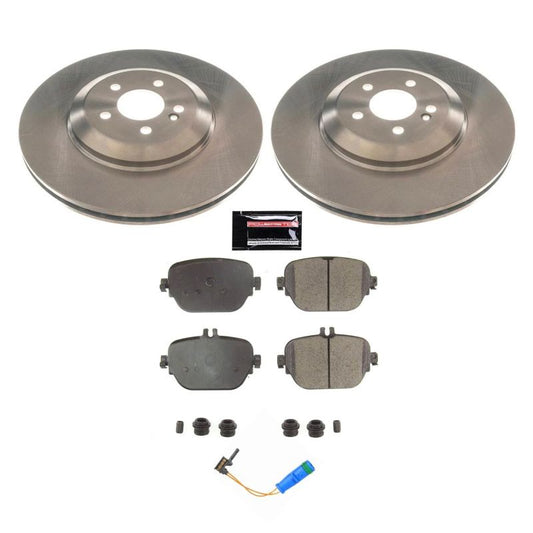 PowerStop rear OE brake kit for 2017-2018 Mercedes-Benz E43 AMG, includes brake rotors and calipers for optimal stopping power.