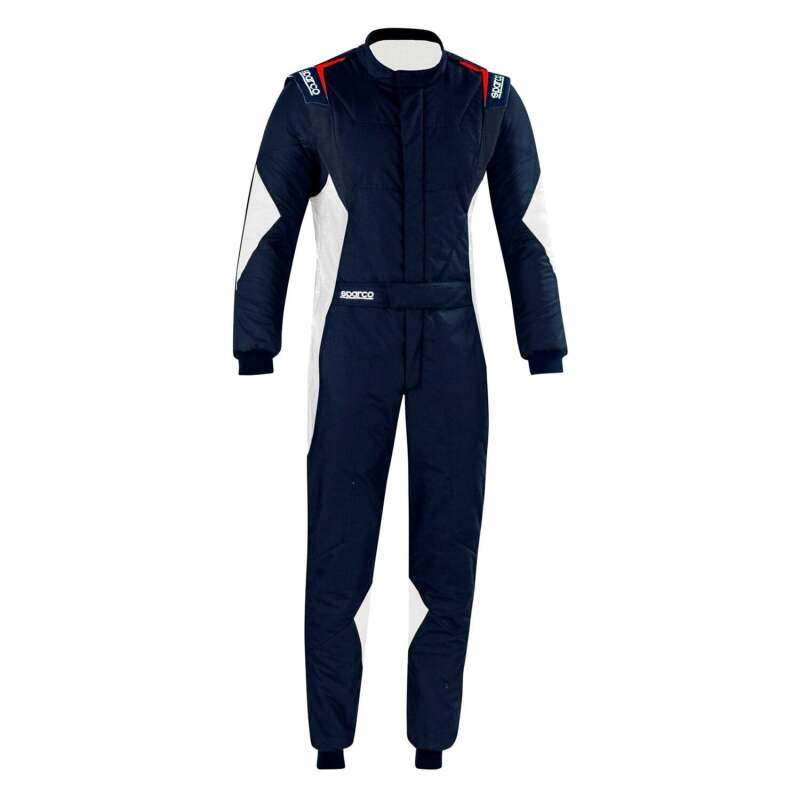 Navy and white Sparco Superleggera racing suit for men, featuring race-ready design and lightweight racing gear by SPARCO.