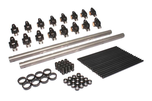 COMP Cams rocker arm and pushrod kit with metal components, designed for high-performance engine valve operation.