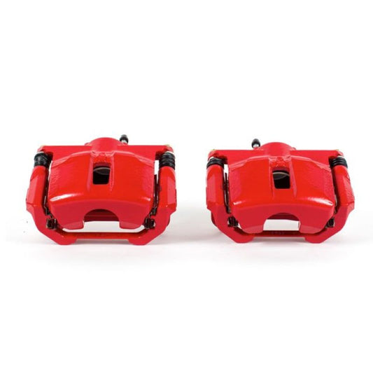 PowerStop front red brake calipers with brackets for Nissan Maxima 2009-2014, performance brake caliper pair.