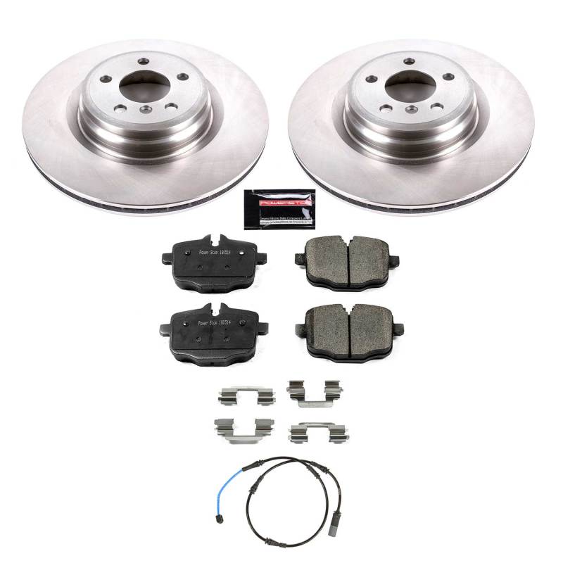 PowerStop OE brake kit for rear of BMW Alpina B6 xDrive Gran Coupe, includes brake rotors and pads for enhanced stopping power.