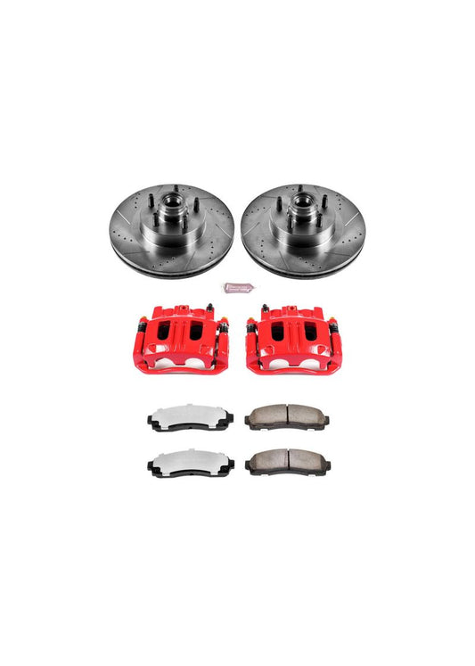 PowerStop Z36 Brake Kit for Ford Explorer Sport Trac front brakes with performance rotors and calipers, designed for towing and heavy-duty use.