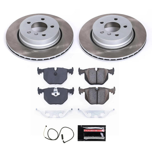 PowerStop rear semi-coated brake rotor kit for BMW X3 (2004-2010), performance brake kit with semi-coated rotors for enhanced stopping power.