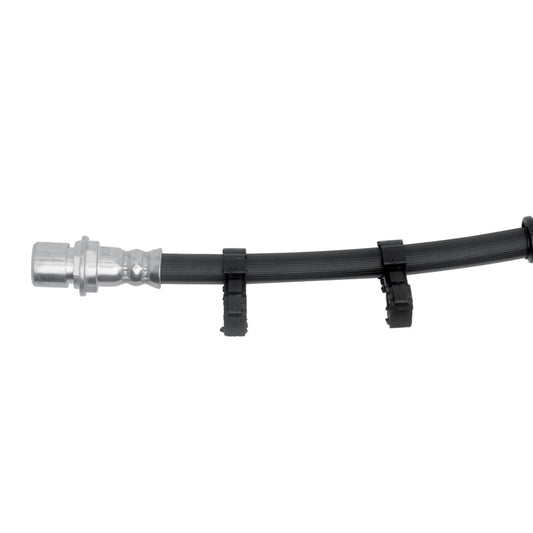 DFC Cadillac ATS front-left brake line hose from the brake line kit, designed for 2013-2019 models, showing the flexible brake hose.