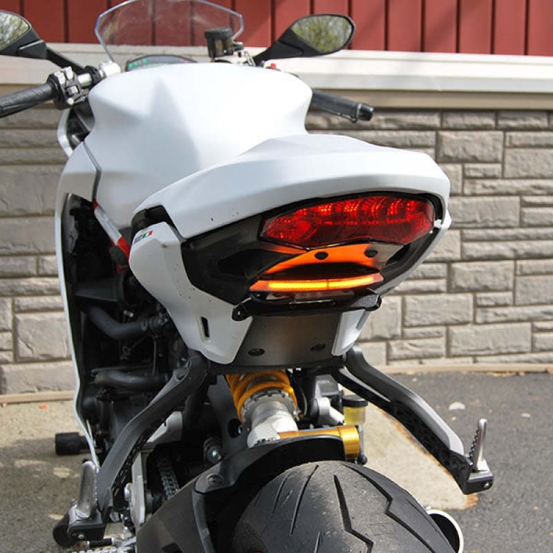 New Rage Cycles Ducati Supersport 939/950 Fender Eliminator Kit with corner lights installed on motorcycle.