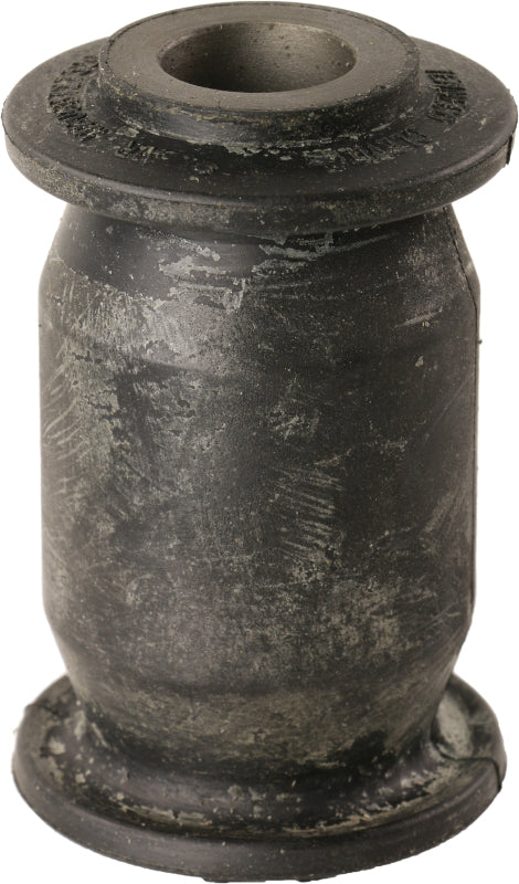 Moog 08-16 Ford F-250 Super Duty rear forward leaf spring bushing installed on leaf spring for suspension support.