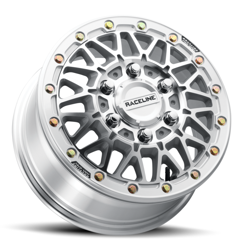 Forged Raceline A15 Omega 15x6 inch wheels with machined finish, 6x139.7 bolt pattern, 74mm offset, and 78.1mm bore.