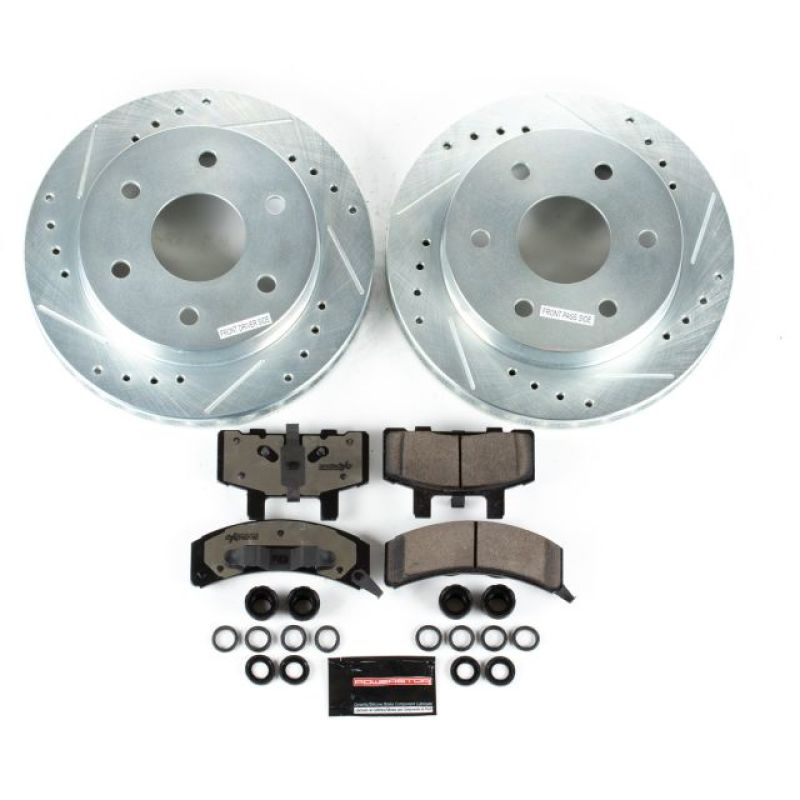 PowerStop Z36 Truck & Tow brake kit for 1999-2000 Cadillac Escalade, front performance brake components with rotors and pads.