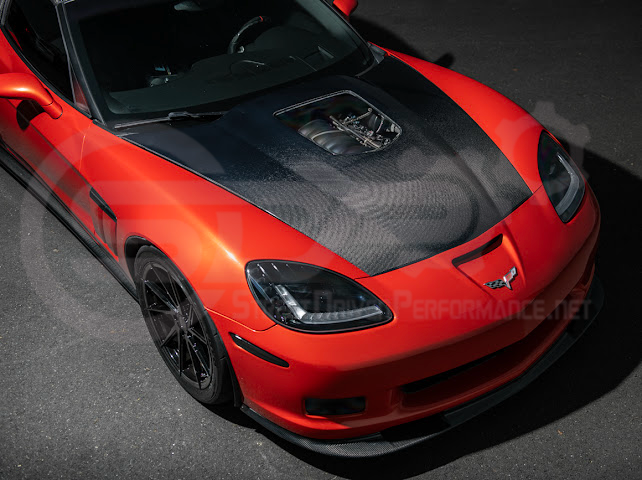 2005-2013 Chevrolet Corvette C6 | ZR1 Style Carbon Fiber Front Hood w/ Clear Window Insert