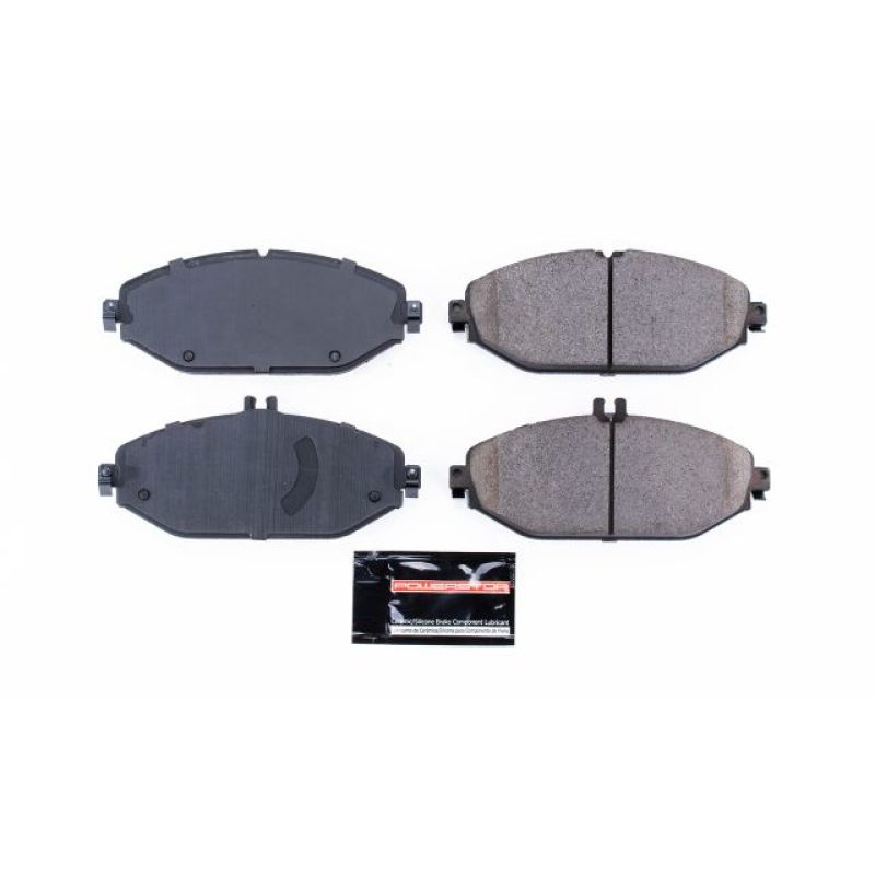 PowerStop Z23 Evolution Sport front brake pads with hardware for Mercedes-Benz C300 (2015-2019) offering high-performance braking.