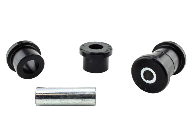 Whiteline Plus front control arm lower inner bushing kit for Mitsubishi Evo III to VI, showing bushings and metal components.