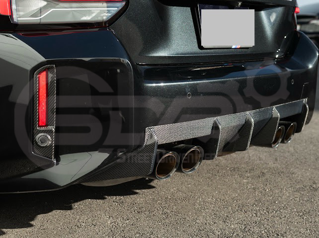 2023-UP BMW G87 M2 | M-SPORT PERFORMANCE V2 STYLE CARBON FIBER REAR BUMPER DIFFUSER