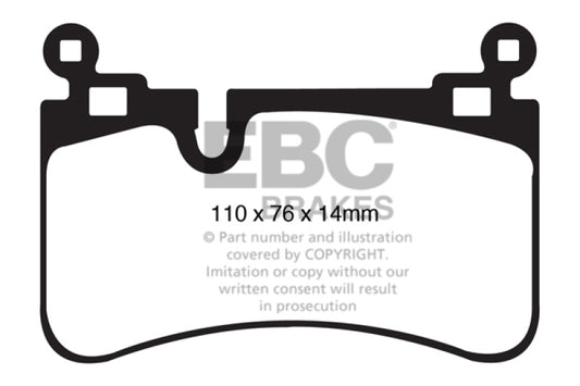 EBC Redstuff rear brake pads for Mercedes-Benz C63 AMG W204, high-performance 6.2L brake components with red friction material