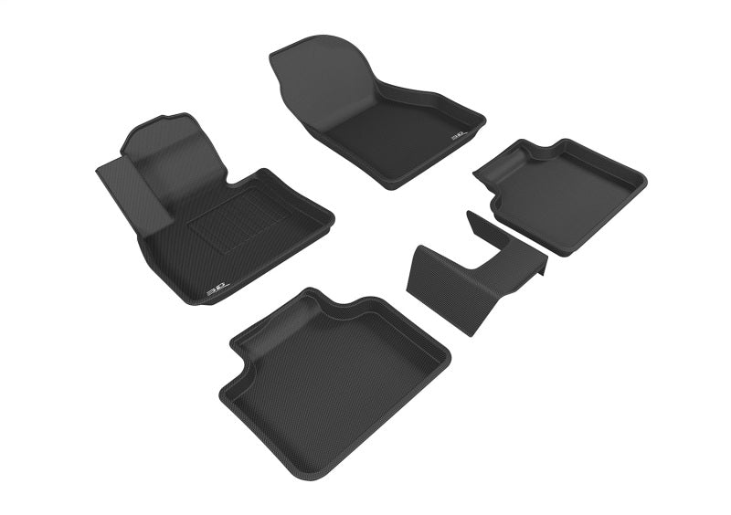 3D MAXpider black rubber floor mats for BMW X1 and X2 2016-2023, full set with textured surface and custom fit.