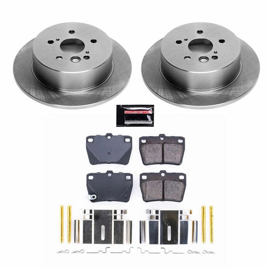 PowerStop OE rear brake kit for 2004-2005 Toyota RAV4, includes brake rotors and pads for reliable stopping performance.
