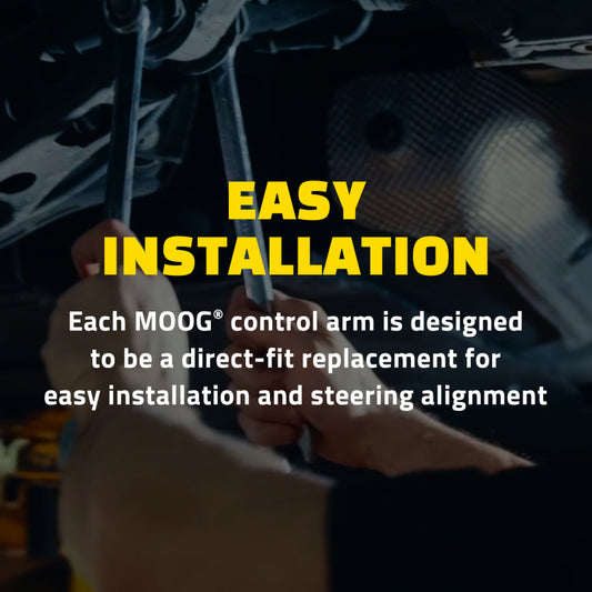 Moog front left lower control arm for 1988-1996 Buick Regal, automotive suspension part with metal arm and bushings