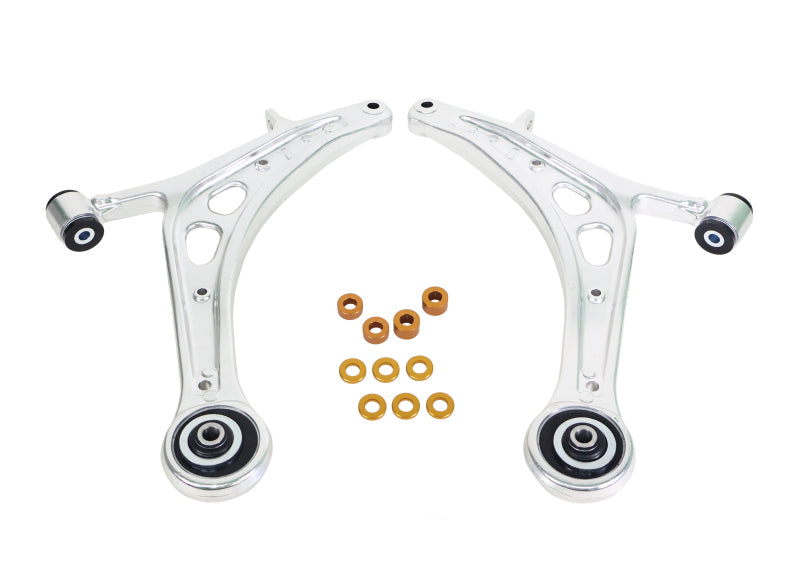 Whiteline Subaru WRX/STI front lower control arms with caster correction, designed for 2017-2021 models.