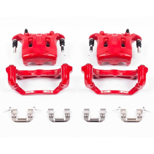 PowerStop front red brake calipers with brackets for Infiniti EX35, performance pair automotive components.