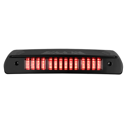 AlphaRex Alpha-Black Dodge RAM Nova-Series 3rd Brake Light installed on vehicle, showcasing its sleek design and bright LED illumination.